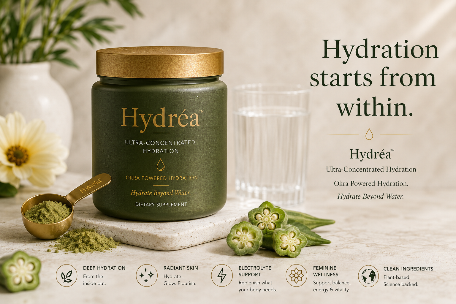 Hydréa™ Ultra-Concentrated Hydration jar with okra